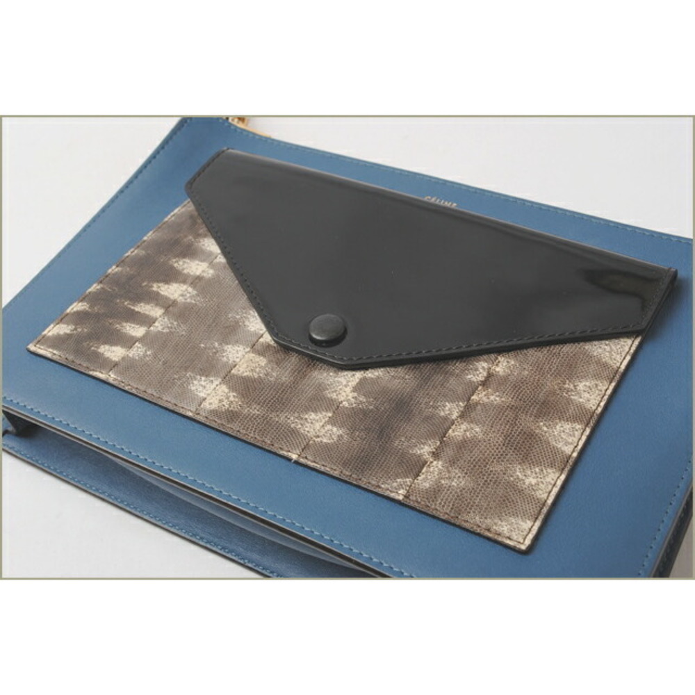 Celine Python Shoulder Bag Chain Blue Black - image 3